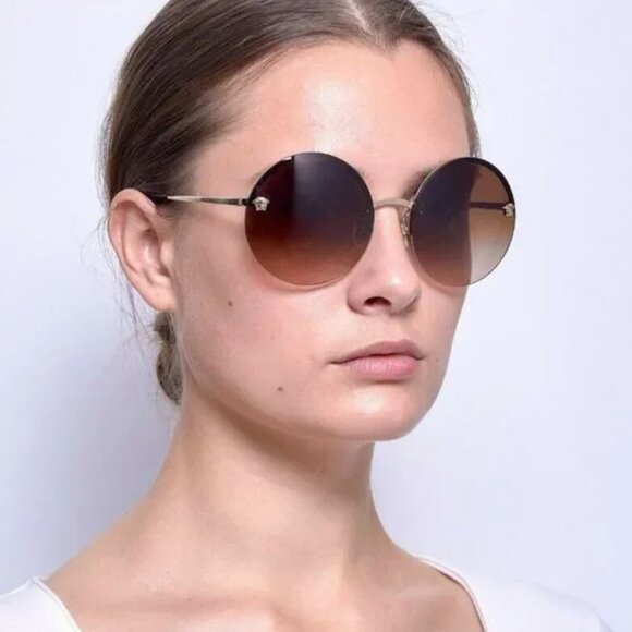 Versace Women's Rose Gold Round Sunglasses 59mm - Picture 3 of 6